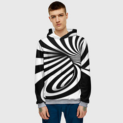 Толстовка-худи мужская Оптические иллюзии зебра, цвет: 3D-меланж — фото 2