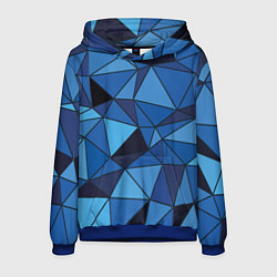 Толстовка-худи мужская Синие треугольники, абстракт, цвет: 3D-синий