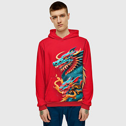 Толстовка-худи мужская Japanese dragon - irezumi, цвет: 3D-красный — фото 2