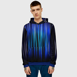 Толстовка-худи мужская Neon line stripes, цвет: 3D-синий — фото 2
