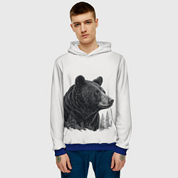 Толстовка-худи мужская Нарисованный медведь, цвет: 3D-синий — фото 2