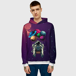 Толстовка-худи мужская Космонавт на шариках, цвет: 3D-белый — фото 2