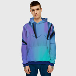 Толстовка-худи мужская Светлые фигуры и листы, цвет: 3D-синий — фото 2