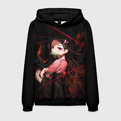 Толстовка-худи мужская Nezuko Demon Slayer art, цвет: 3D-черный