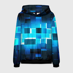 Толстовка-худи мужская Неоновые кубы с подсветкой, цвет: 3D-черный