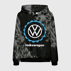 Толстовка-худи мужская Volkswagen в стиле Top Gear со следами шин на фоне, цвет: 3D-черный