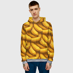 Толстовка-худи мужская Сочная текстура из бананов, цвет: 3D-меланж — фото 2