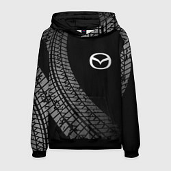 Толстовка-худи мужская Mazda tire tracks, цвет: 3D-черный