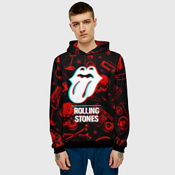 Толстовка-худи мужская Rolling Stones rock glitch, цвет: 3D-черный — фото 2