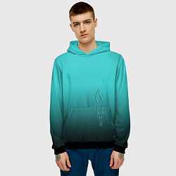 Толстовка-худи мужская Силуэт лисы на градиентном фоне, цвет: 3D-черный — фото 2