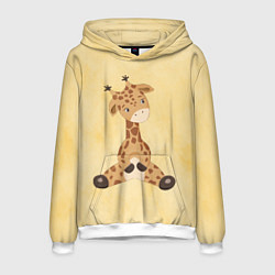 Толстовка-худи мужская Малыш жираф, цвет: 3D-белый