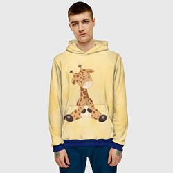 Толстовка-худи мужская Малыш жираф, цвет: 3D-синий — фото 2