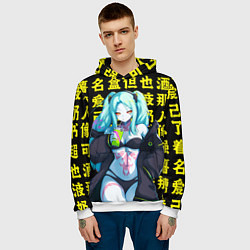Толстовка-худи мужская Ребекка - аниме Киберпанк, цвет: 3D-белый — фото 2