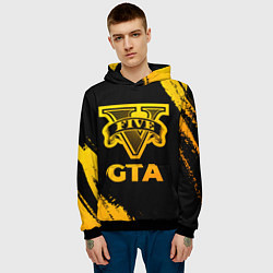 Толстовка-худи мужская GTA - gold gradient, цвет: 3D-черный — фото 2