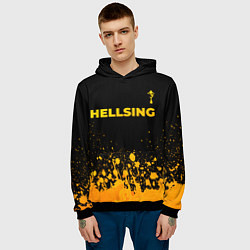 Толстовка-худи мужская Hellsing - gold gradient: символ сверху, цвет: 3D-черный — фото 2