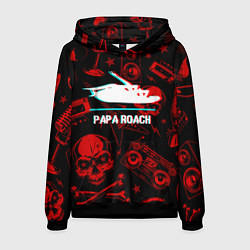 Толстовка-худи мужская Papa Roach rock glitch, цвет: 3D-черный