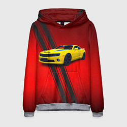 Толстовка-худи мужская Спортивный американский автомобиль Chevrolet Camar, цвет: 3D-меланж
