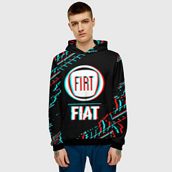 Толстовка-худи мужская Значок Fiat в стиле glitch на темном фоне, цвет: 3D-черный — фото 2