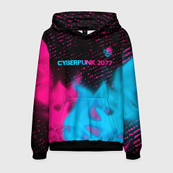 Мужская толстовка Cyberpunk 2077 - neon gradient: символ сверху