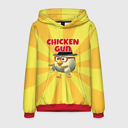 Толстовка-худи мужская Chicken Gun с пистолетами, цвет: 3D-красный