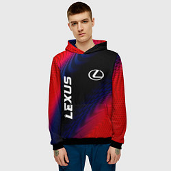 Толстовка-худи мужская Lexus красный карбон, цвет: 3D-черный — фото 2