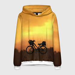 Толстовка-худи мужская Велосипед на закате, цвет: 3D-белый