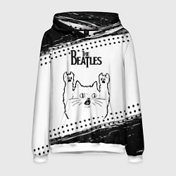 Мужская толстовка The Beatles рок кот на светлом фоне