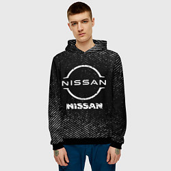 Толстовка-худи мужская Nissan с потертостями на темном фоне, цвет: 3D-черный — фото 2