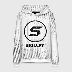 Толстовка-худи мужская Skillet с потертостями на светлом фоне, цвет: 3D-белый