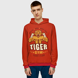 Толстовка-худи мужская Tiger - боец, цвет: 3D-красный — фото 2