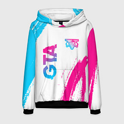 Мужская толстовка GTA neon gradient style: надпись, символ