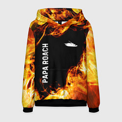 Толстовка-худи мужская Papa Roach и пылающий огонь, цвет: 3D-черный