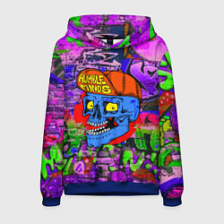 Толстовка-худи мужская Humble minds - skull - graffiti, цвет: 3D-синий