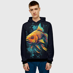 Толстовка-худи мужская Золотая рыбка: арт нейросети, цвет: 3D-черный — фото 2