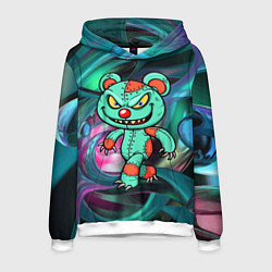 Толстовка-худи мужская Кровожадный мишутка-вуду, цвет: 3D-белый