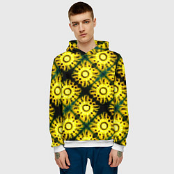Толстовка-худи мужская Солнечные подсолнухи, цвет: 3D-белый — фото 2