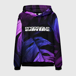 Толстовка-худи мужская Scorpions neon monstera, цвет: 3D-черный