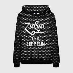 Толстовка-худи мужская Led Zeppelin glitch на темном фоне, цвет: 3D-черный