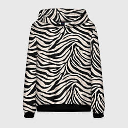 Толстовка-худи мужская Полосатая шкура зебры, белого тигра, цвет: 3D-черный