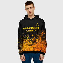 Толстовка-худи мужская Assassins Creed - gold gradient: символ сверху, цвет: 3D-черный — фото 2