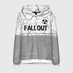 Толстовка-худи мужская Fallout glitch на светлом фоне: символ сверху, цвет: 3D-белый