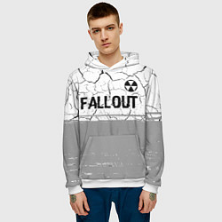 Толстовка-худи мужская Fallout glitch на светлом фоне: символ сверху, цвет: 3D-белый — фото 2