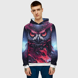 Толстовка-худи мужская Сова взгляд краска, цвет: 3D-белый — фото 2