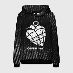 Толстовка-худи мужская Green Day с потертостями на темном фоне, цвет: 3D-черный