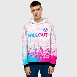 Толстовка-худи мужская Fallout neon gradient style: символ сверху, цвет: 3D-черный — фото 2