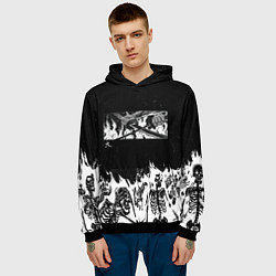 Толстовка-худи мужская Блич - Скелеты в огне, цвет: 3D-черный — фото 2