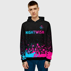 Толстовка-худи мужская Nightwish - neon gradient: символ сверху, цвет: 3D-черный — фото 2