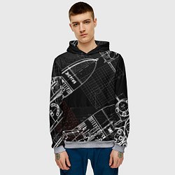 Толстовка-худи мужская Чертеж ракеты, цвет: 3D-меланж — фото 2