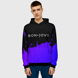 Толстовка-худи мужская Bon Jovi purple grunge, цвет: 3D-черный — фото 2