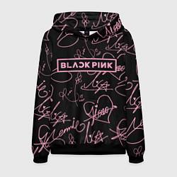 Толстовка-худи мужская Блэкпинк - розовые автографы, цвет: 3D-черный